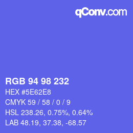 Color code: RGB 94 98 232 | qconv.com