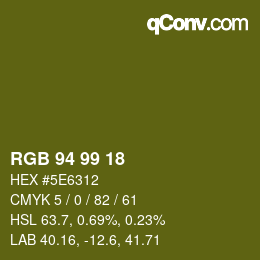 Color code: RGB 94 99 18 | qconv.com