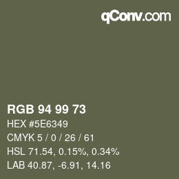カラーコード: RGB 94 99 73 | qconv.com