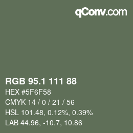 Color code: RGB 95.1 111 88 | qconv.com