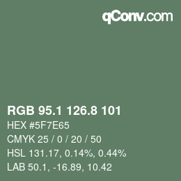 Color code: RGB 95.1 126.8 101 | qconv.com