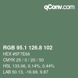 Color code: RGB 95.1 126.8 102 | qconv.com