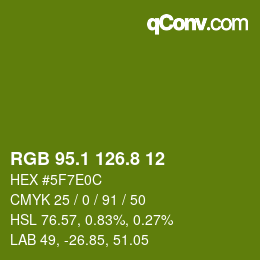 カラーコード: RGB 95.1 126.8 12 | qconv.com