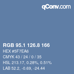 カラーコード: RGB 95.1 126.8 166 | qconv.com