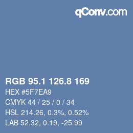 Farbcode: RGB 95.1 126.8 169 | qconv.com