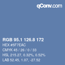 Color code: RGB 95.1 126.8 172 | qconv.com