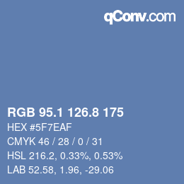 Color code: RGB 95.1 126.8 175 | qconv.com