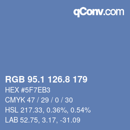 Color code: RGB 95.1 126.8 179 | qconv.com