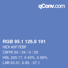 カラーコード: RGB 95.1 126.8 191 | qconv.com