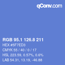 Color code: RGB 95.1 126.8 211 | qconv.com