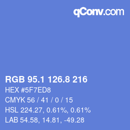 Color code: RGB 95.1 126.8 216 | qconv.com