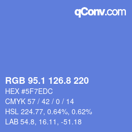 Color code: RGB 95.1 126.8 220 | qconv.com