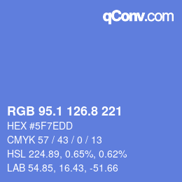 Color code: RGB 95.1 126.8 221 | qconv.com