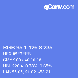 カラーコード: RGB 95.1 126.8 235 | qconv.com