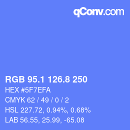 カラーコード: RGB 95.1 126.8 250 | qconv.com