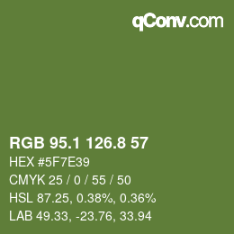 Color code: RGB 95.1 126.8 57 | qconv.com