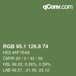 カラーコード: RGB 95.1 126.8 74 | qconv.com