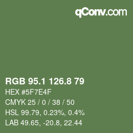 カラーコード: RGB 95.1 126.8 79 | qconv.com