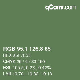 Color code: RGB 95.1 126.8 85 | qconv.com