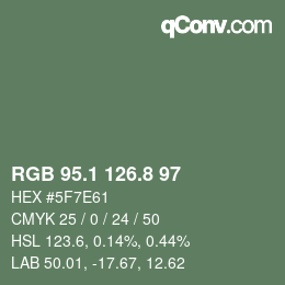 Farbcode: RGB 95.1 126.8 97 | qconv.com