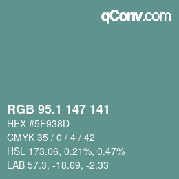 Color code: RGB 95.1 147 141 | qconv.com