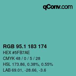 Color code: RGB 95.1 183 174 | qconv.com