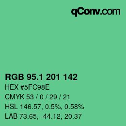 カラーコード: RGB 95.1 201 142 | qconv.com