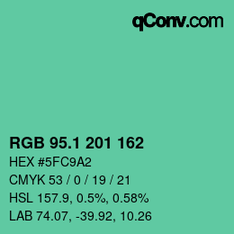カラーコード: RGB 95.1 201 162 | qconv.com