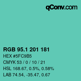 カラーコード: RGB 95.1 201 181 | qconv.com