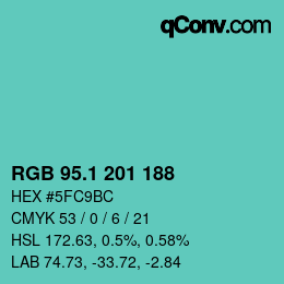 Color code: RGB 95.1 201 188 | qconv.com