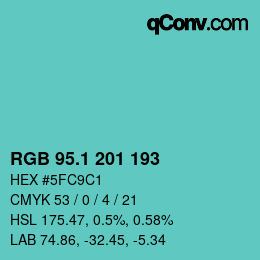 Color code: RGB 95.1 201 193 | qconv.com