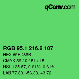 カラーコード: RGB 95.1 216.8 107 | qconv.com