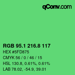 カラーコード: RGB 95.1 216.8 117 | qconv.com