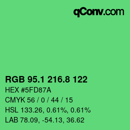カラーコード: RGB 95.1 216.8 122 | qconv.com