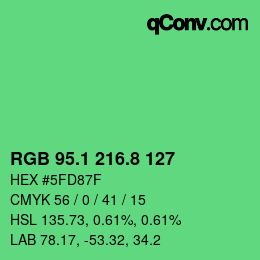 カラーコード: RGB 95.1 216.8 127 | qconv.com