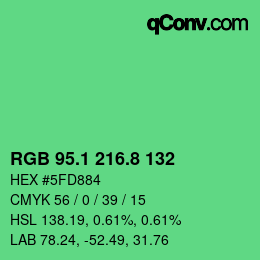 カラーコード: RGB 95.1 216.8 132 | qconv.com