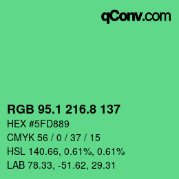 カラーコード: RGB 95.1 216.8 137 | qconv.com