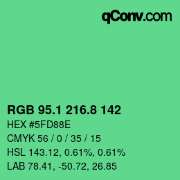 カラーコード: RGB 95.1 216.8 142 | qconv.com