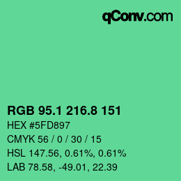 カラーコード: RGB 95.1 216.8 151 | qconv.com