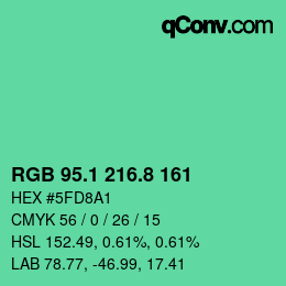 カラーコード: RGB 95.1 216.8 161 | qconv.com
