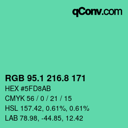 カラーコード: RGB 95.1 216.8 171 | qconv.com