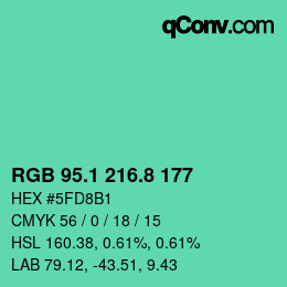 カラーコード: RGB 95.1 216.8 177 | qconv.com