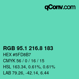 カラーコード: RGB 95.1 216.8 183 | qconv.com