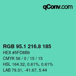 カラーコード: RGB 95.1 216.8 185 | qconv.com