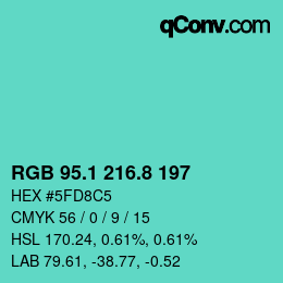 Color code: RGB 95.1 216.8 197 | qconv.com