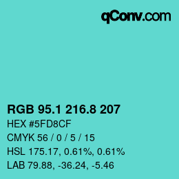 Color code: RGB 95.1 216.8 207 | qconv.com