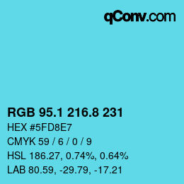 Color code: RGB 95.1 216.8 231 | qconv.com