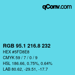 Código de color: RGB 95.1 216.8 232 | qconv.com