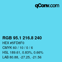 Color code: RGB 95.1 216.8 240 | qconv.com