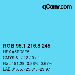 Color code: RGB 95.1 216.8 245 | qconv.com